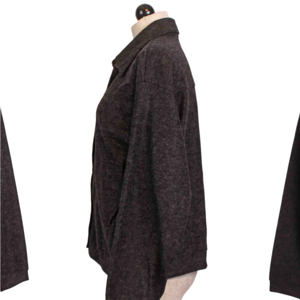 Brushed Button Front Collared Top-Nally And Millie - image 2